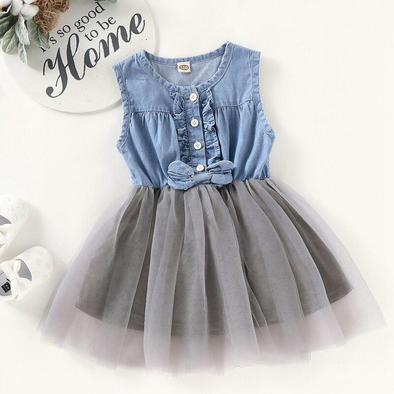 Buy Children's Cotton Clothing Summer Girls Dresses Sleeveless Denim