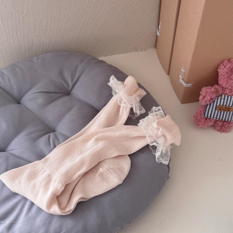 Sweet Lace Pile Socks, Thin Summer Girls' Breathable Calf Socks