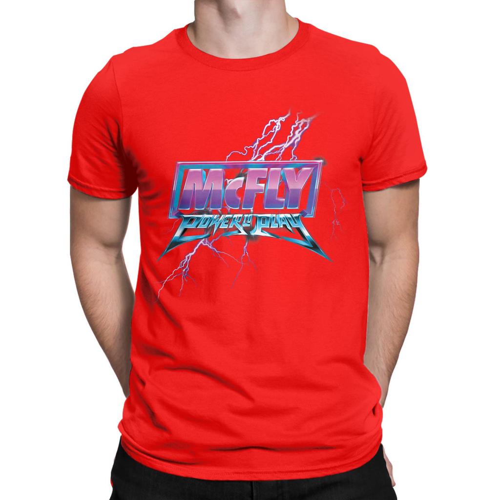 Men's T-Shirt McFly Power To Play Logo Awesome 100% Cotton Tee Shirt Short Sleeve Pop Rock T Shirt O Neck Clothing Plus Size
