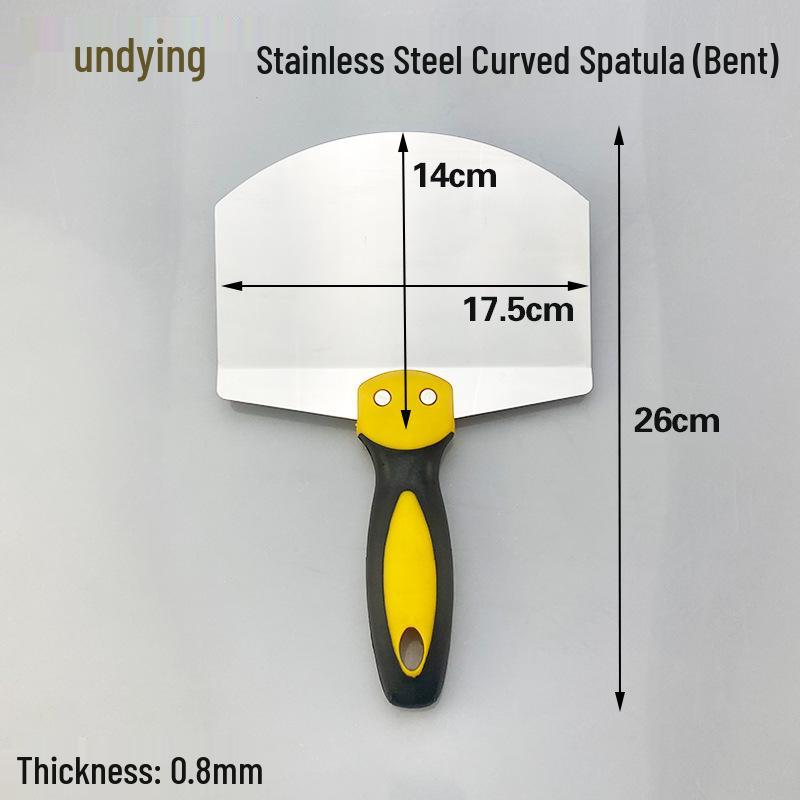 Stainless Steel Gray Curved Fan-Shaped Spatula and Putty Scraper with Thickened Handle - Free Shipping