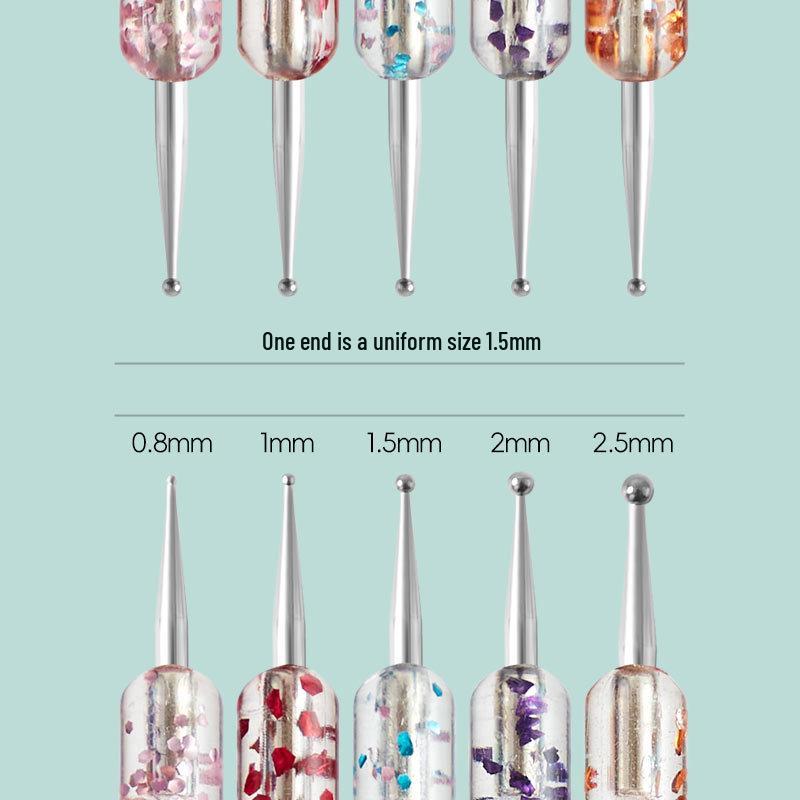 Dual-Ended Nail Art Dotting Pen & Wax Pencil Set - 5 Pieces