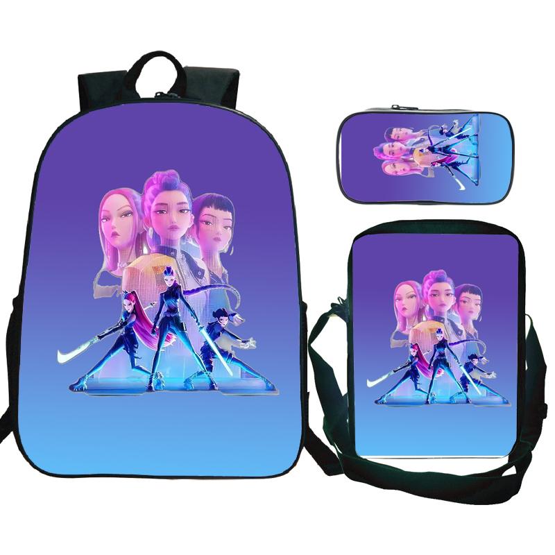 3tlg KPop Dämonenjäger Rucksäcke Huntrix Mädchen Kinder Studenten Schultaschen Zoey Rumi Mira Saja Jungen Kinder Schultaschen Unisex Mochila