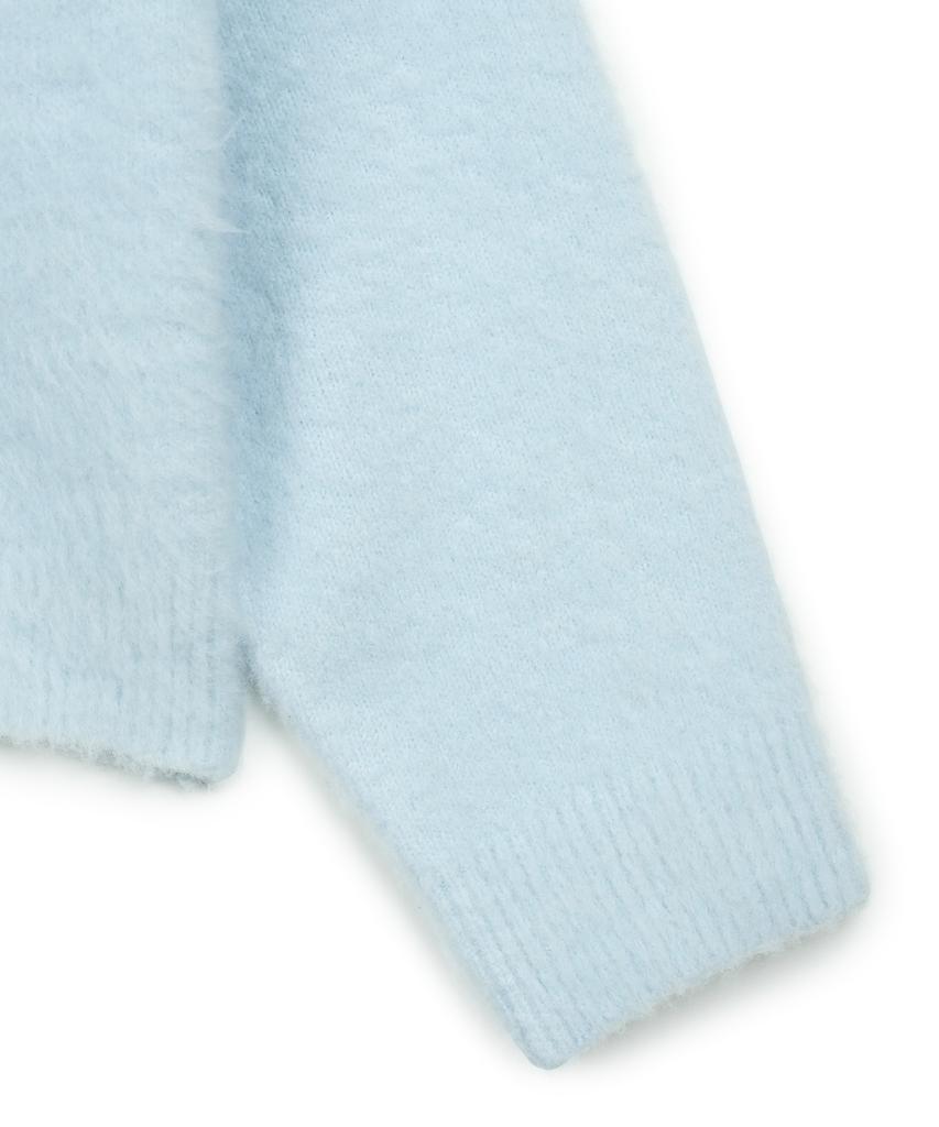 Guvo Out Seam Round-Neck Cardigan, Sky-Blue