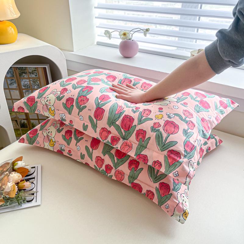 Children's Floral Pillowcase Set - Cotton with Memory Foam Core Cover (30x50cm & 40x60cm)