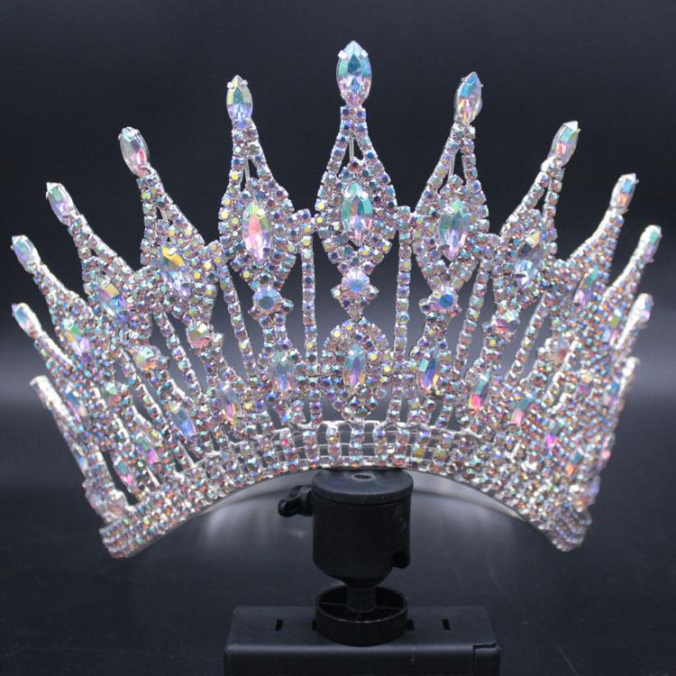Catwalk Pageant Crown Stage Oversized Adjustable Rhinestone Crown Festive Party Headwear