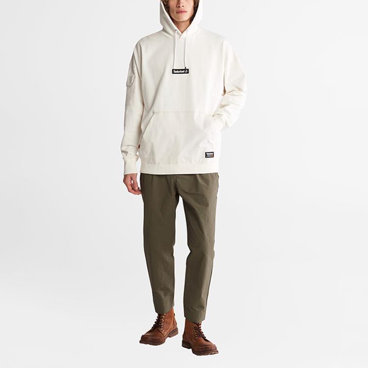 Timberland Embroidered Logo Solid Color Hoodie Men Hoodies Vintage-White A28WZ-CM9