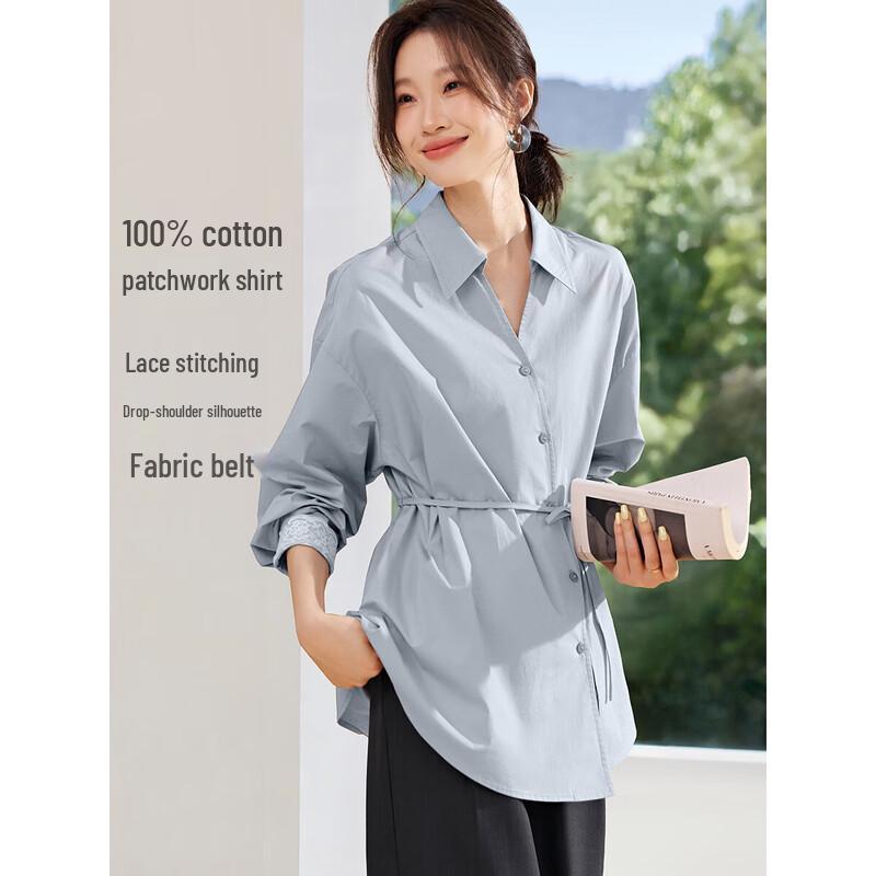 Mohanyimei Cotton Lace Patchwork Retro Blouse S