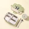 4/5 Grids Cartoon Lunch Container With Tableware 4/5 Compartment Portable 304 Stainless Steel Bento Lunch Box For Kids Students