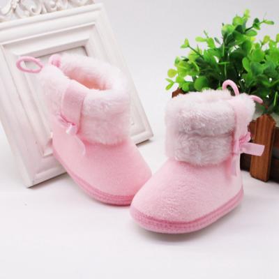 Winter Baby Boy Girl Cotton Snow Boots With Bow Tie Mid-tube Boots Infant Anti-slip Toddler Shoes