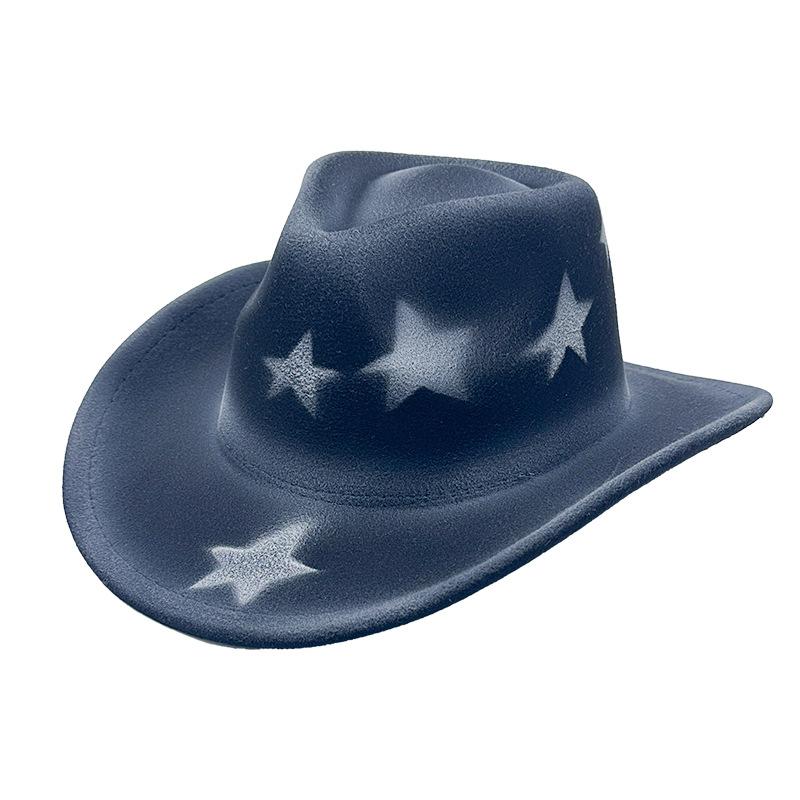 Cappello di Lana a Forma di Cuore, Cappello Jazz per Coppia Uomo e Donna, Cappello a Cilindro Western da Cowboy Spruzzato a Stella a Cinque Punte
