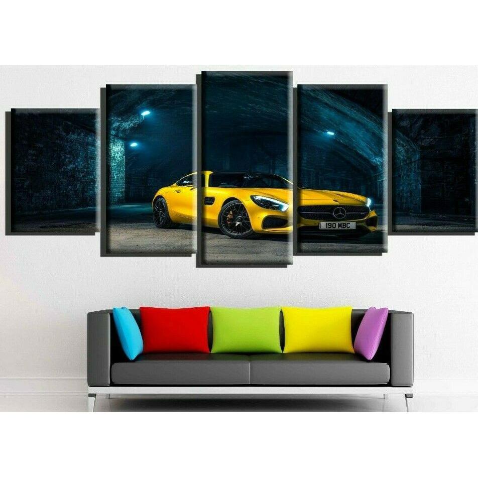

Unframed 5Pcs Luxury AMG Super Sports Car Modern Cuadros Canvas HD Posters Wall Art Picture Paintings for Living Room Home Decor 20x35 20x45 20x55cm
