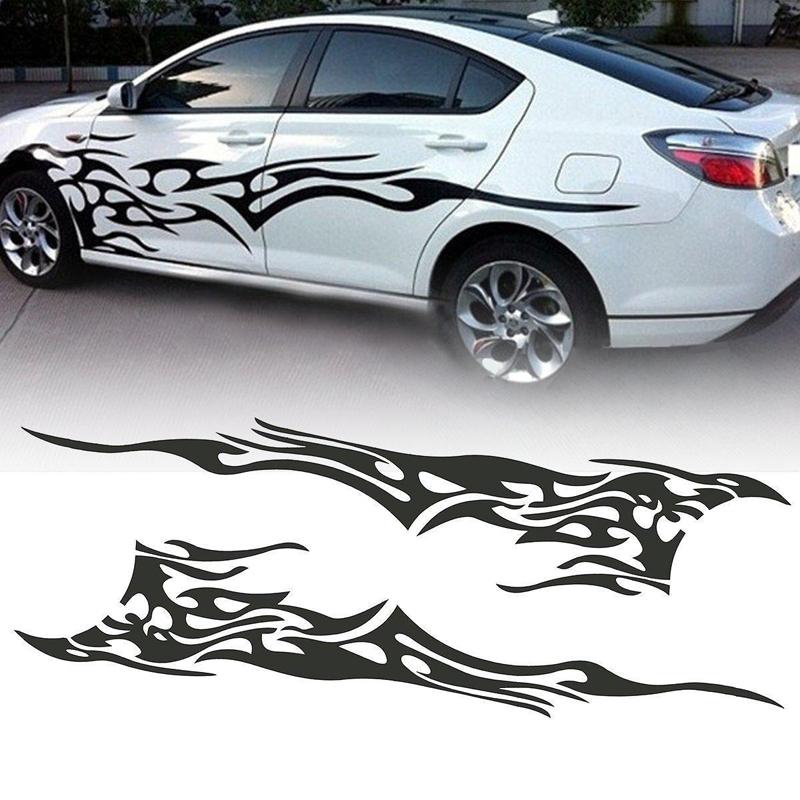 A Set Auto Black Flame Car Decal Vinyl Graphics Two Side Body Stickers