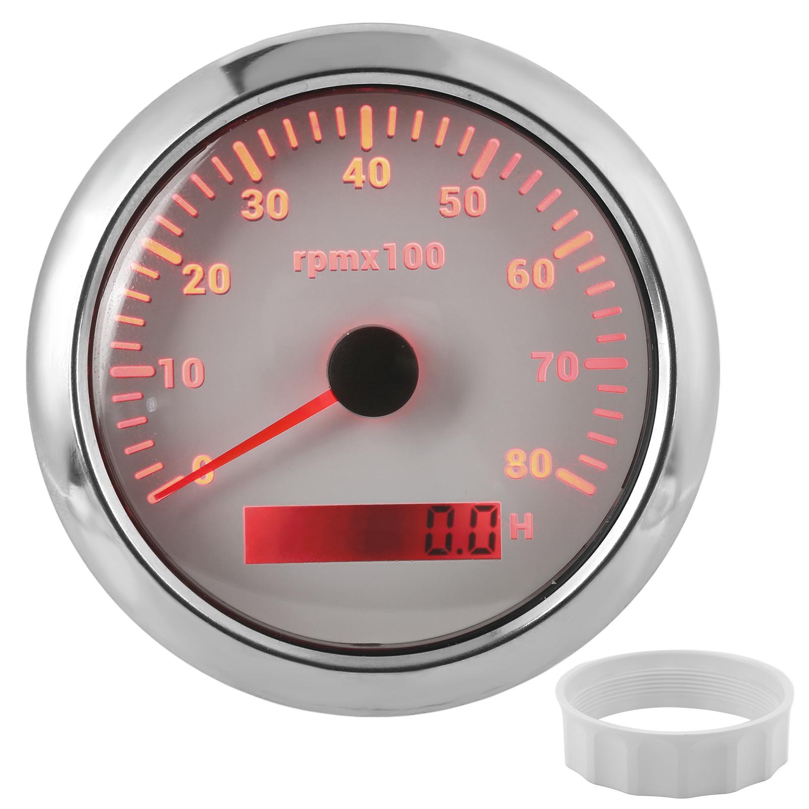 

85mm 08000RPM Tachometer 7 Colors Backlight IP67 Waterproof Pointer Type for Boat Marine RV 932V