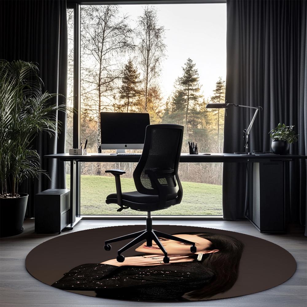 Laura Pausini Printed Round Rug Carpet Chair Rug Area Rug Entryway Doormats,for Office Chair Living Room Bedroom Kitchen Room.