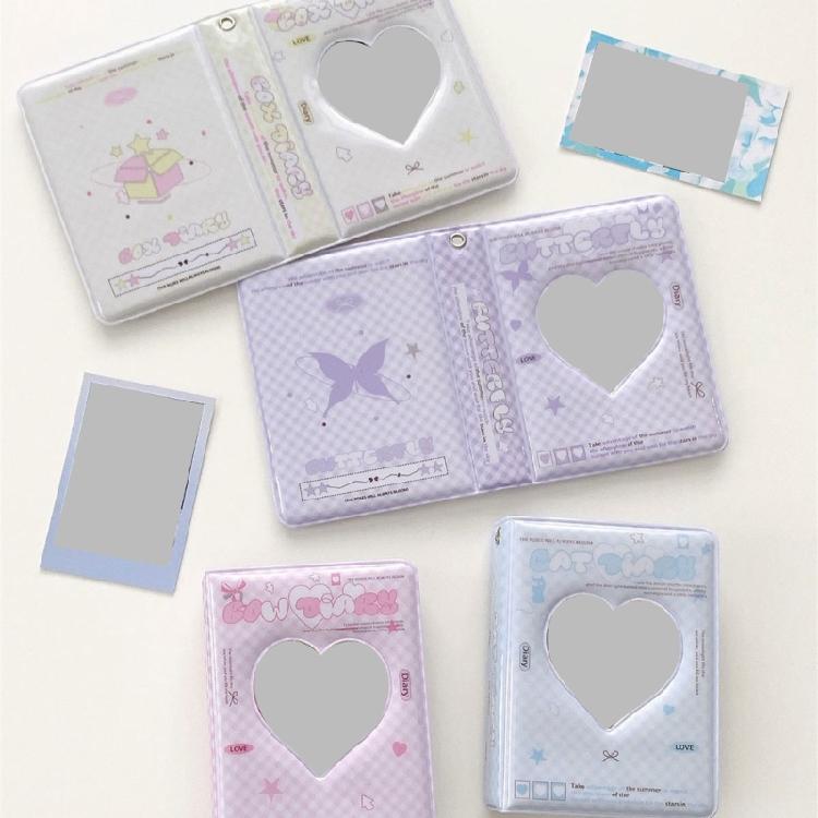 3Inch Mini Photo Card Album Heart Hollowed Styles Cover with 40 Pocket Card Binder Book for Capturing Daily Moment