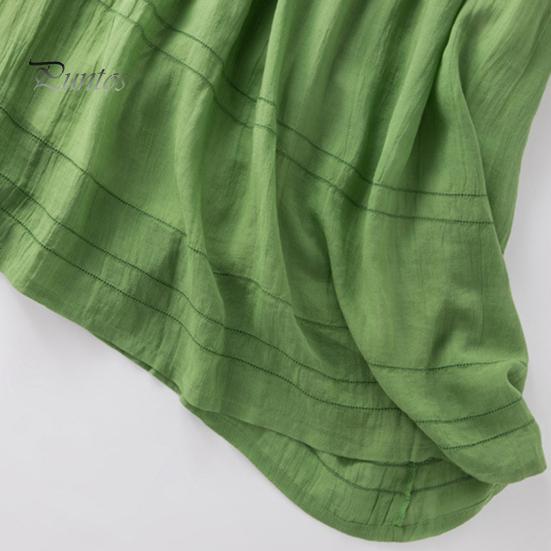 Léto Jaro Ženy Šaty Polorukávy Výstřih do V Linie A Volný lem Jednobarevný Knoflíček Dekor Dvouvrstvé řasené šaty Midi Délka do půli lýtek