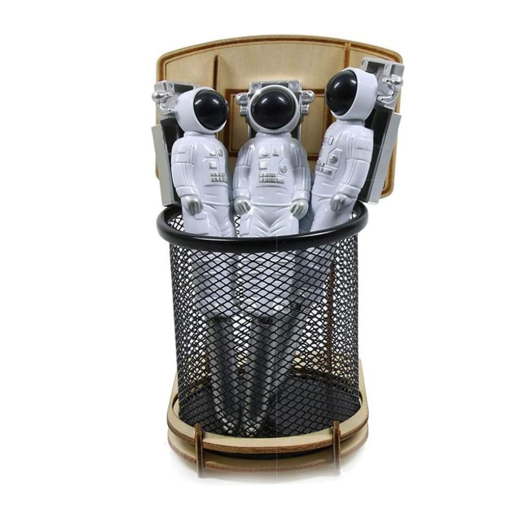 Household Mesh Pen Holder Wooden Frame Cosmetic Brushes Shelf  Table Storage Supplies