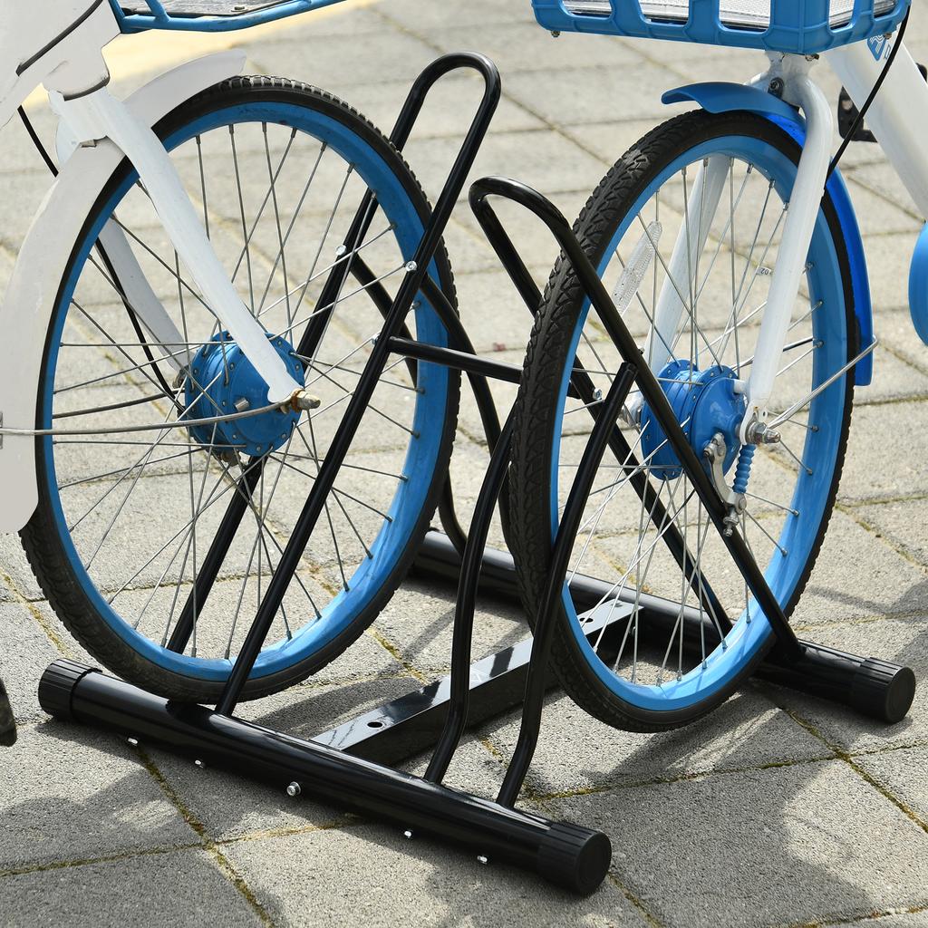 Bike Rack, for 2 Bicycles, Parking Stand, 60 x 54 x 57 cm, Black
