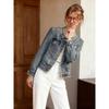 Giacca di Jeans con Perline Versatile di Alta Qualità Resistente