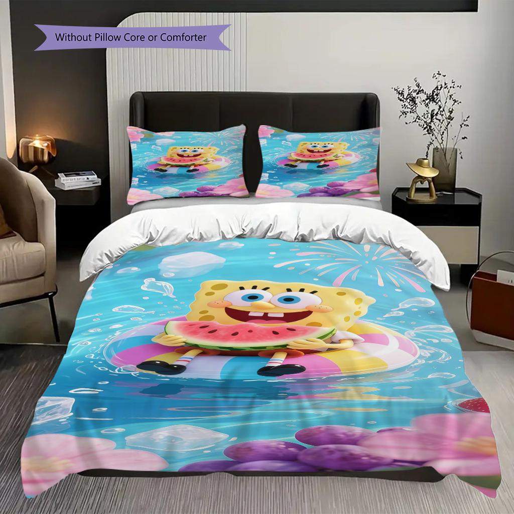 Spongebob Squarepants Day Life Bedding 1 Duvet Cover 2 Pillowcase Without Core Bedding Set Christmas Birthday Gift Duvet Cover And Pillowcase