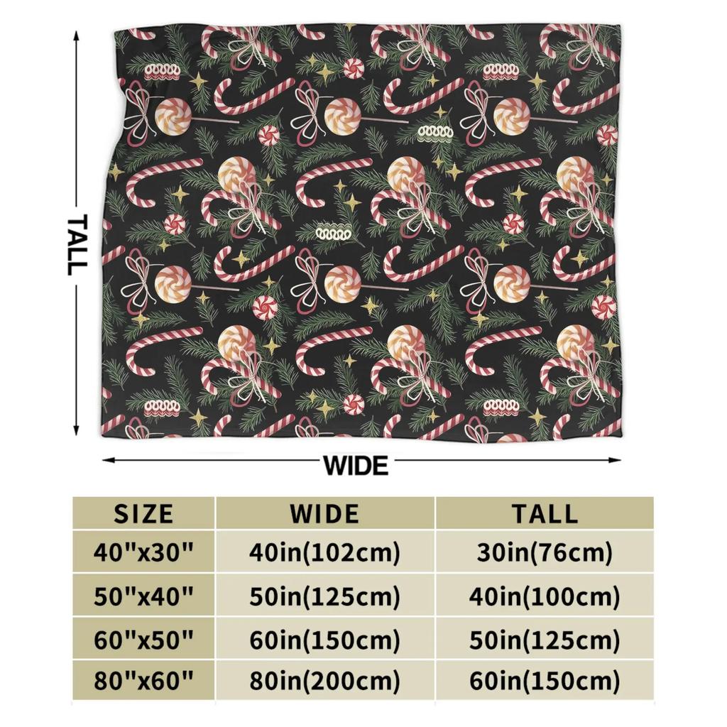 Peppermint Dreams Festive Candy Christmas Flannel Blanket Super Warm Throw Blanket for Couch Chair Airplane Sofa Bed Cover