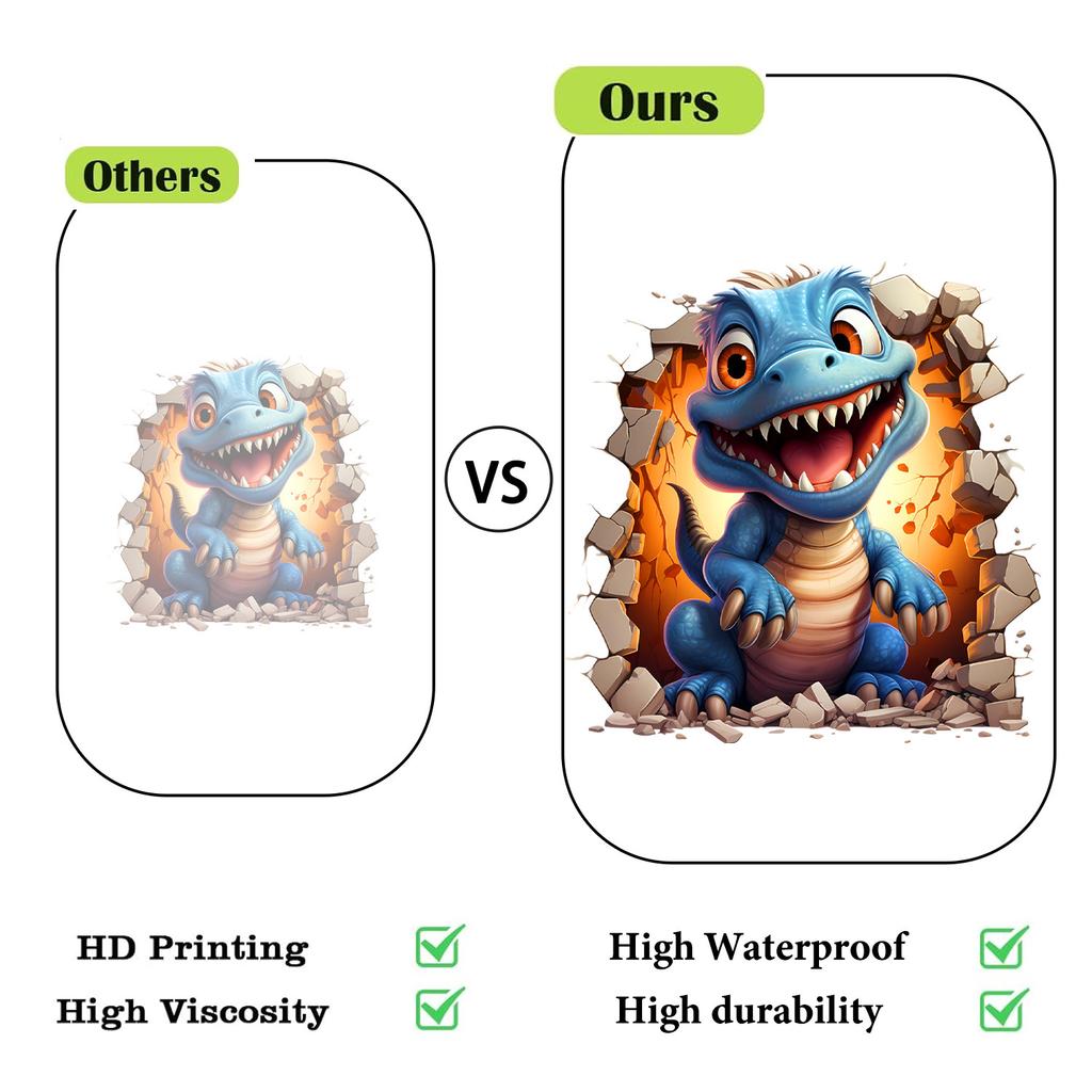 Ancient Creature Breaking Wall Dinosaur 3D Wall Sticker Creative Home Decor Removable Self-Adhesive