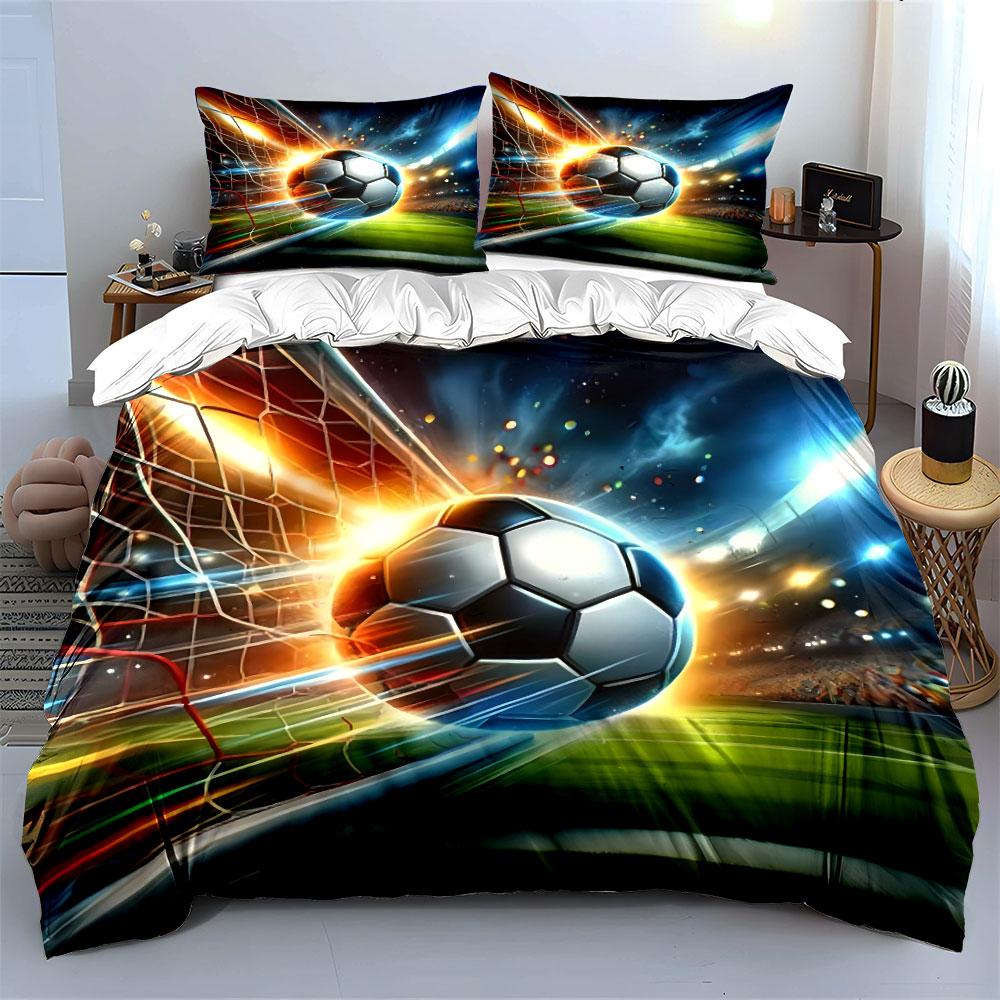 Soccer ball with net. Bedding sets Duvet cover sets Duvet covers Pillowcases(1*Duvet Cover 2*Pillowcases without duvet insert)