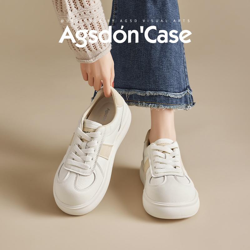 Augusteng Platform White Shoes Women's 2025 New Spring and Summer Light Casual Sports Board Shoes Muffin German Training Shoes