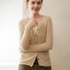 Cardigan Elegante de Color Sólido para Mujer, 100% Cachemir, Cuello en V - Capa Otoño/Invierno