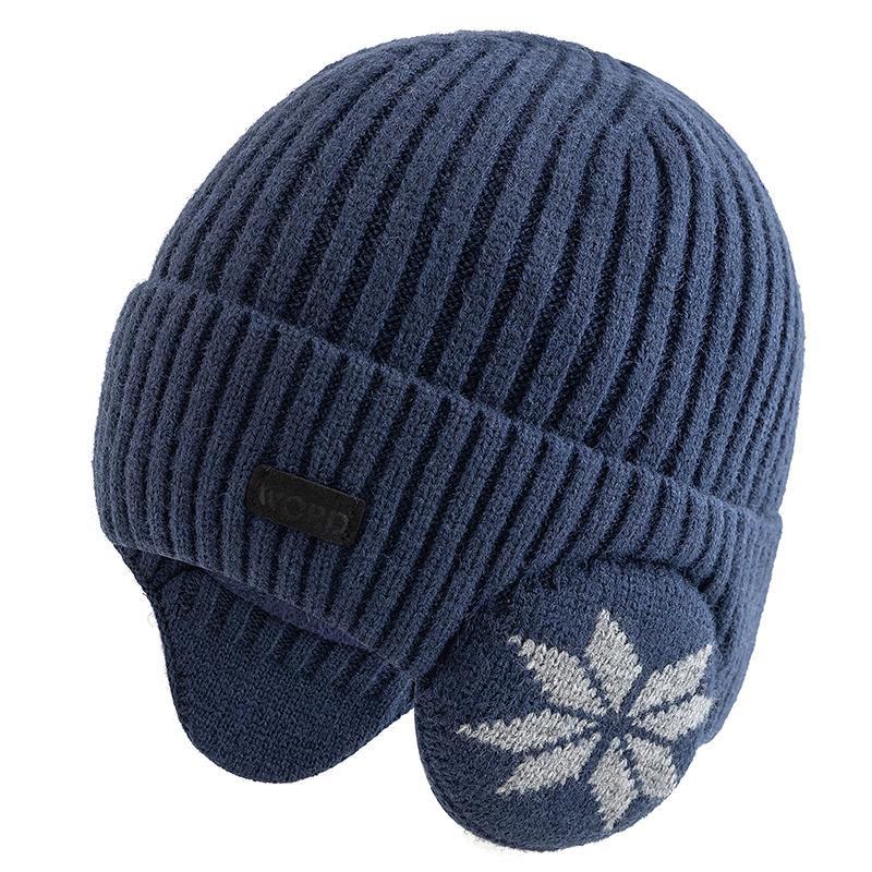 

Новая зимняя шапка унисекс с флисовой подкладкой, теплая шапка, стильная мягкая шапка-бини для мужчин и женщин, вязаная шапка-ушанка для улицы 55cm-60cm темно-синий