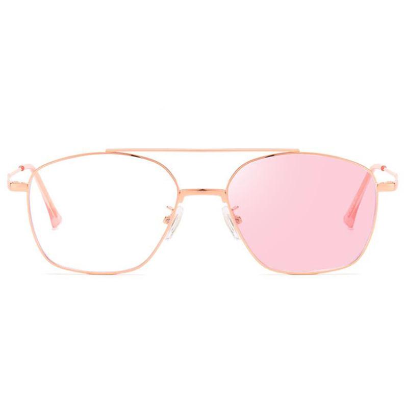 Double Beam Anti-blue Light Nearsighted Glasses Women Retro Metal Square Diopter Eyeglasses Prescription 0 -0.5 -0.75 To -6.0