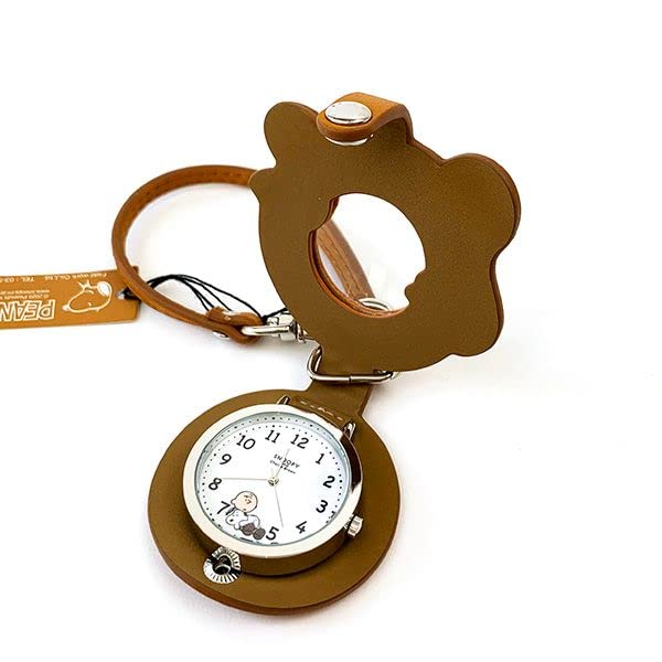 Fieldwork Snoopy Pocket Watch with Magnifying Bag Glass, Charm, Brown, PNT028-1, Women's