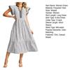 Abito Midi a Strisce da Donna Manica a Sbuffo a Cappuccio Scollo a V Svasato Lungo Abito Estivo per Vacanze al Mare Abito a Sbuffo Fluttuante