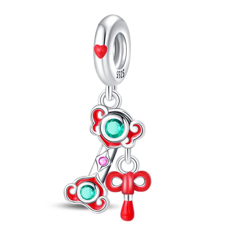 Nouveaux Charms Chat Porte-Bonheur Dieu de la Richesse en Argent 925 pour Bracelet Pandora Bijoux DIY Cadeau du Nouvel An Heureux