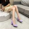 Spring Fashion New High Heels for Women Thick Heel Pointed Tip Solid Color Shoes Women Classic Party 2025 Zapatillas De Mujer
