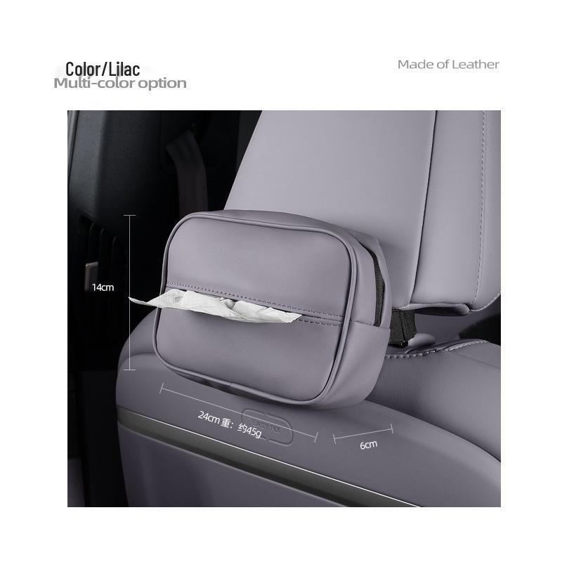 Letao L60 Leather Zipper Seat Tissue Bag - Original Car Color, Convenient Storage for Interior.