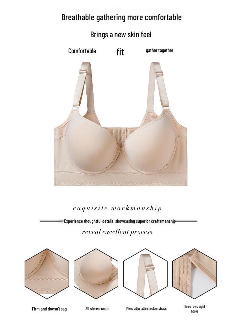 Plus Size Seamless Support Bra: Anti-Sag, 8-Row Adjustable, Shaping, Side Support for Women