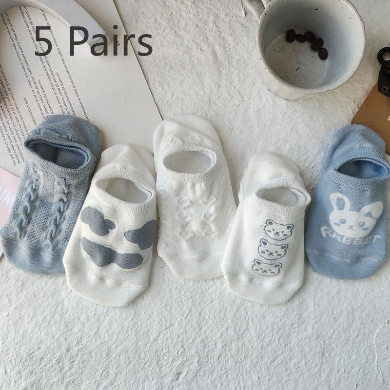 5 Pairs of Socks: Women's Spring and Summer Short Socks, Cartoon Shallow Mouth Invisible Socks, Summer Thin Breathable Women's Boat Socks