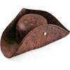 Cappello da Pirata Donna Tricorno Marrone Pirata Uomo Pelle Ecopelle Vintage Stropicciato Usurato