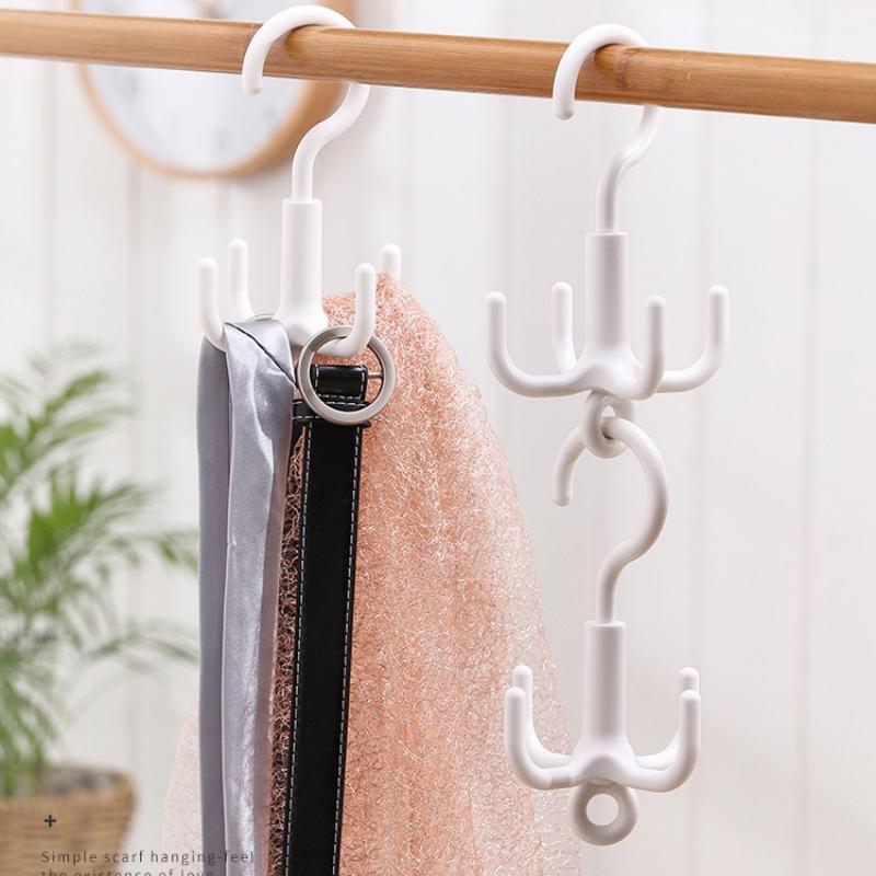 Four Claw Rotating Hook, No Punching Bag Tie Scarf Scarf Hat Hanger, 4.5kg Load-Bearing Storage Hook.