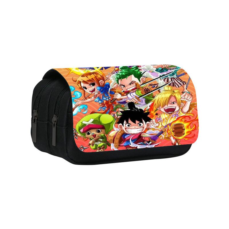 Piece One Pattern Double Layer Flip Cover Student Stationery Storage Bag Pencil