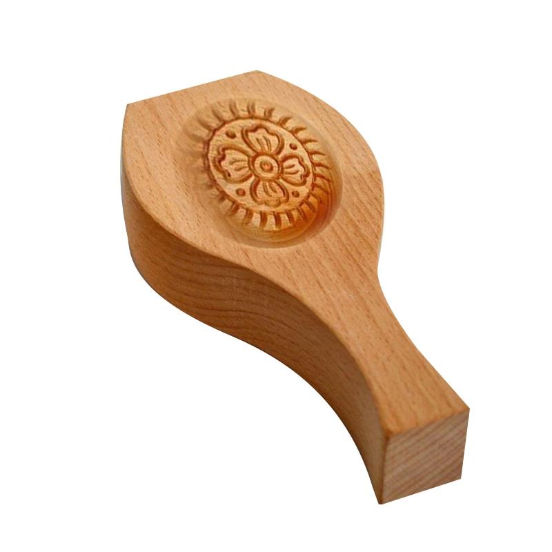 Dřevěná forma na pečení měsíčních koláčů s 3D květinovým vzorem, nástroje na zdobení, sušenky, čokoláda, dýňový koláč, dárek pro rodinu