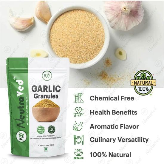 NeutraVed Garlic Granules Lahsun/Lehsun/Natural Lasun Powder Flakes- 150g