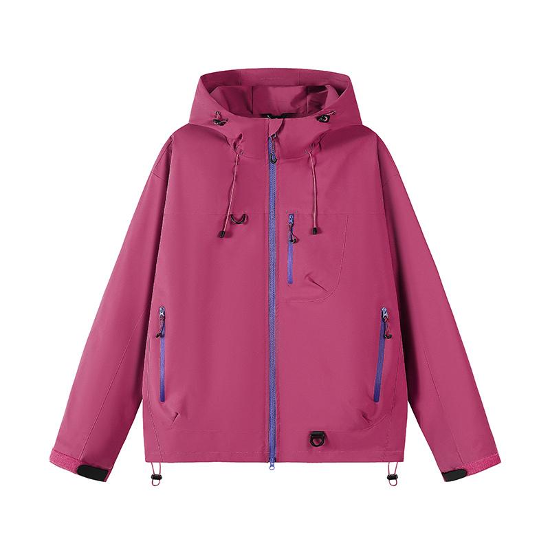 

Цветоблокировка Три защиты Уличная альпинистская куртка Мужская и женская Свободная Повседневная и Универсальная Куртка с капюшоном Верх S розовый