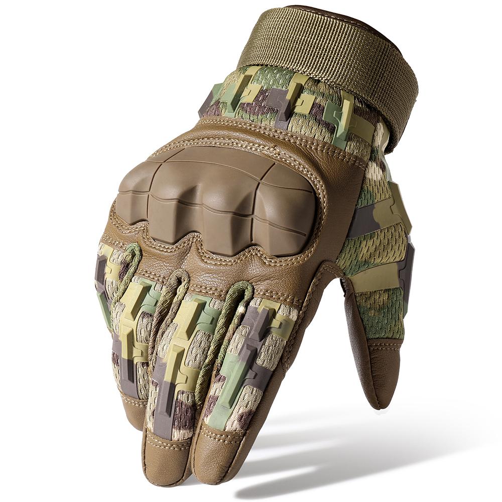 PU Leather Full Finger Touch Screen Gloves Hiking Cycling Training Climbing Airsoft Hunting Non-slip Protective Gear