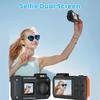 Waterproof Camera 4K 65MP Underwater Camera with 64G Card, for Snorkeling Autofocus Selfie Dual-Screen Orange