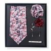 Tie Men'S Trend Net Color Striped Cashew Nut Tie 6-Piece Gift Box Square Scarf Tie Clip Corsage Set