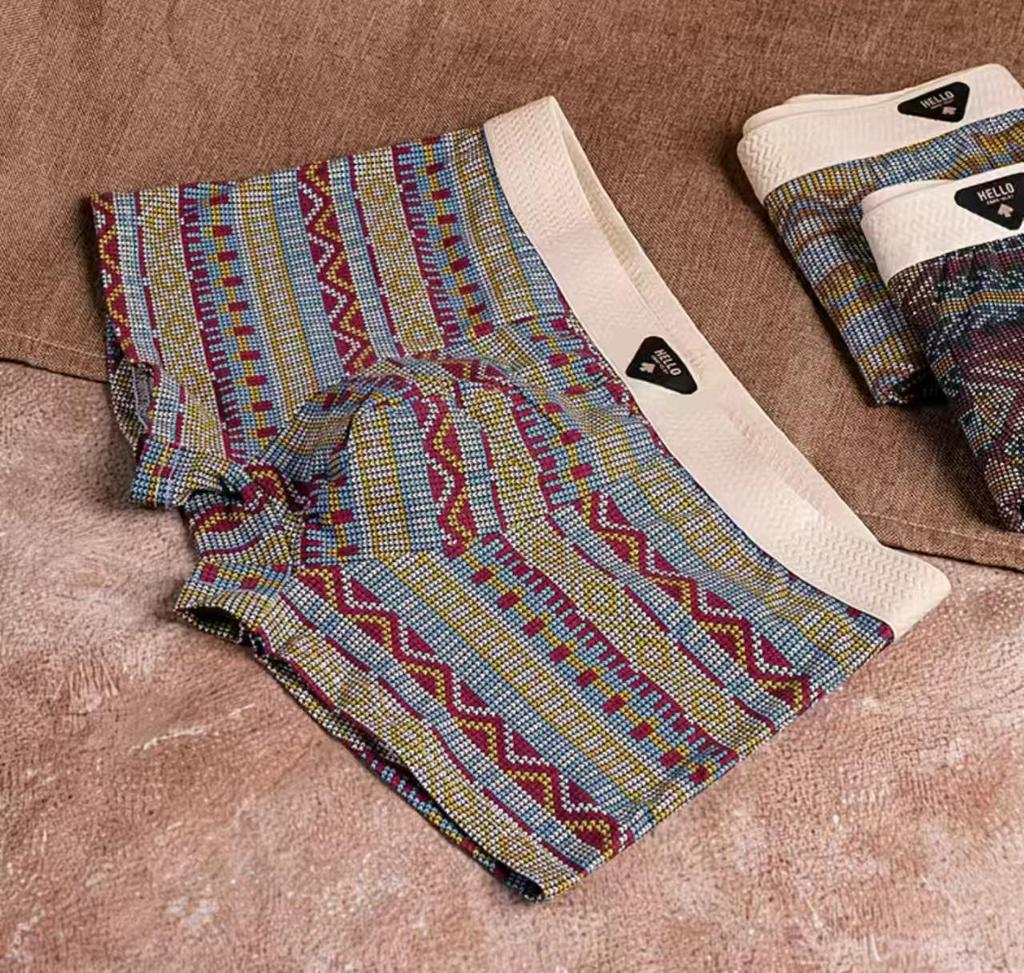 Men's Retro Ethnic Style Breathable Boxer Briefs - Comfortable Printed Shorts