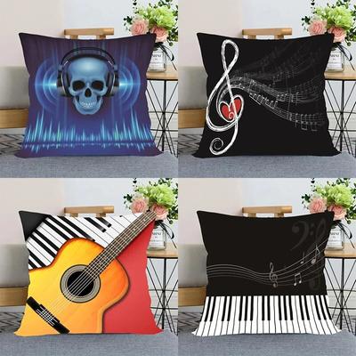 Muziek thema serie kussenslopen, woonkamer bank stoel kussenhoezen, slaapkamer huisdecoratie cadeaus
