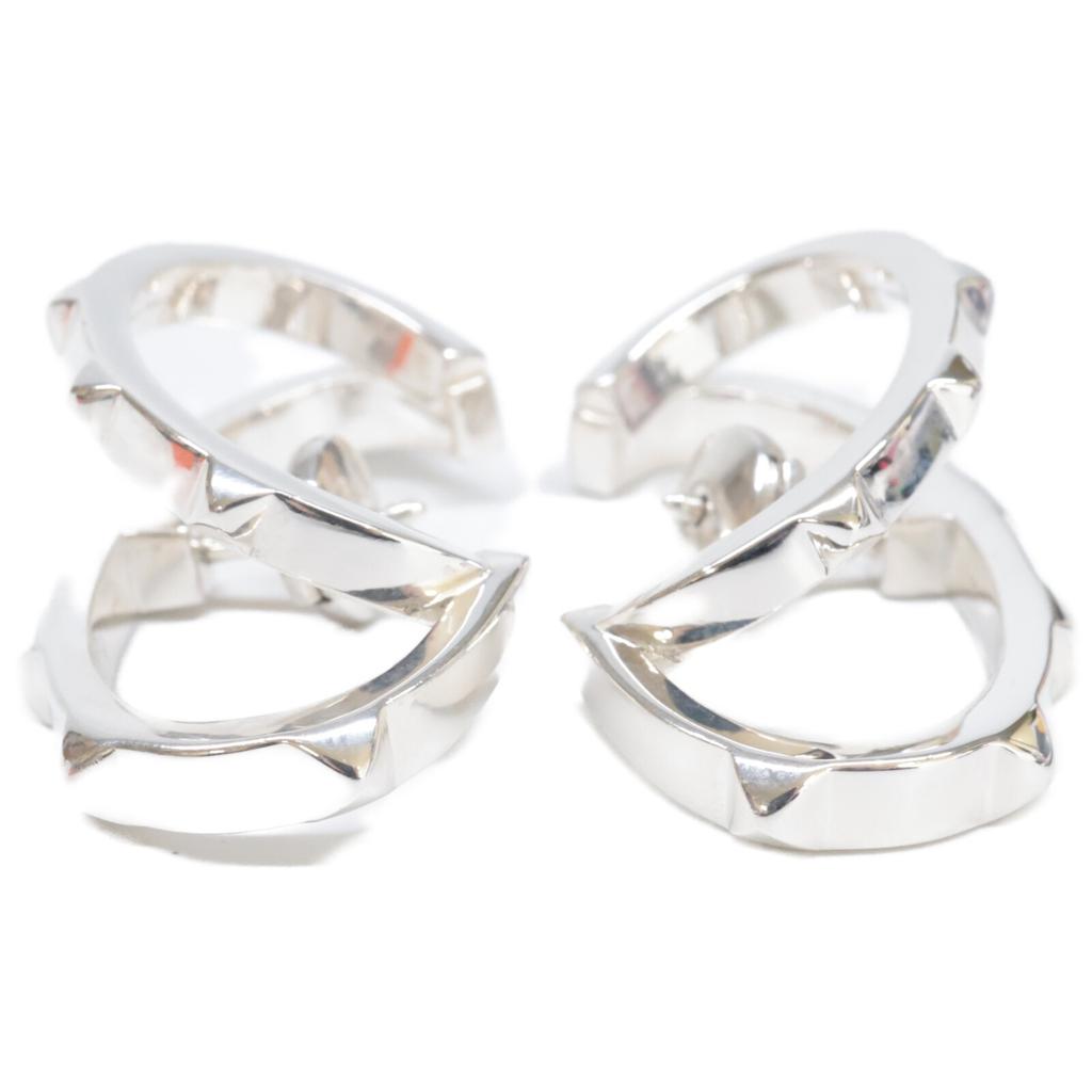 HERMES 925 Crew de H earring L SilverUsed
